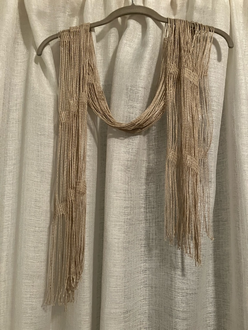 Beige Fringe Statement Scarf - Women Accessories